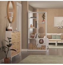 Estantería Alta Salón, Librería, Color Blanco, Medidas: 180 cm (Alto) x 85 cm (Ancho) x 28,5 cm (Fondo