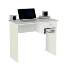 Mesa de Escritorio y Trabajo en Color Blanco, 90x50x74cm - Con Cajón y Estante para Oficina o Estudio