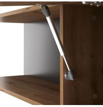 Mueble de TV de Diseño + Modulo Alto de Almacenamiento y 2 Puertas,Roble y Gris 85 cm(Alto) x 200cm (Ancho) x 40cm (Fondo)