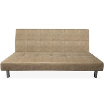 Sofá Cama 3 Plazas de Diseño Moderno, Estructura de Madera, Tapizado Color Piedra, 188x88x88 cm