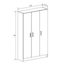 Mueble multiusos Armario auxiliar Color Beige – 3 Puertas, 4 Baldas y Espacio para Escoba Madera, Dimensiones 108x180x35 cm