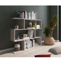 Meyvaser Librería Estantería Asimétrica baja Para Salón de Madera Color Beige 96,3x110x24,6 cm