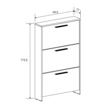 Zapatero con 3 Puertas, Mueble para Zapatos Estrecho en Color Beige, Medidas: 115 cm (Alto) x 68,5 cm (Ancho) x 17 cm (Fondo)
