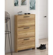 Zapatero con 3 Puertas, Mueble para Zapatos Estrecho en Color Mauvella, Medidas: 115 cm (Alto) x 68,5 cm (Ancho) x 17 cm (Fondo)