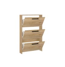 Zapatero con 3 Puertas, Mueble para Zapatos Estrecho en Color Mauvella, Medidas: 115 cm (Alto) x 68,5 cm (Ancho) x 17 cm (Fondo)