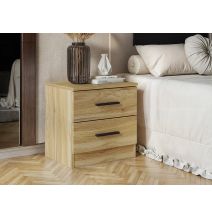 Mesita de Noche 2 cajones, Mesilla de Noche Acabado en Mauvella y Negro, Medidas: 39,6 cm (Lar) x 33,5 cm (Fon) x 43 cm (Al)