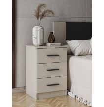 Mesita de Noche 3 cajones, Mesilla de Noche Acabado en Beige y Negro, Medidas: 39,6 cm (Lar) x 33,5 cm (Fon) x 59,5 cm (Al)