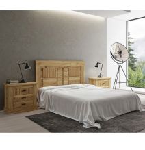 Pack Cabecero de 160 x 120 cm + 2 Mesitas de Noche de 3 Cajones|Color Mauvella Rayas (para Cama de 135-140 o 160)