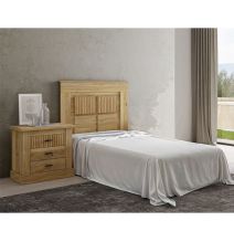 Pack Cabecero de 110 x 120 cm + 2 Mesitas de Noche de 3 Cajones | Dormitorio Completo Infantil | Color Mauvella Rayas