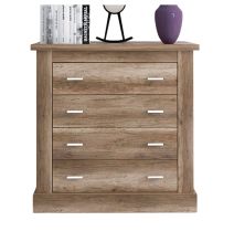 Cómoda 4 Cajones, Acabado en Color Cañón, Medidas: 91,5 cm (Ancho) x 90,8 cm (Alto) x 39,6 cm de (Fondo)