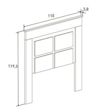 Pack Cabecero de 110 x 120 cm + 1 Mesita de Noche + Sinfonier, Color Cambria y Blanco (para Cama de 135-140 o 160)